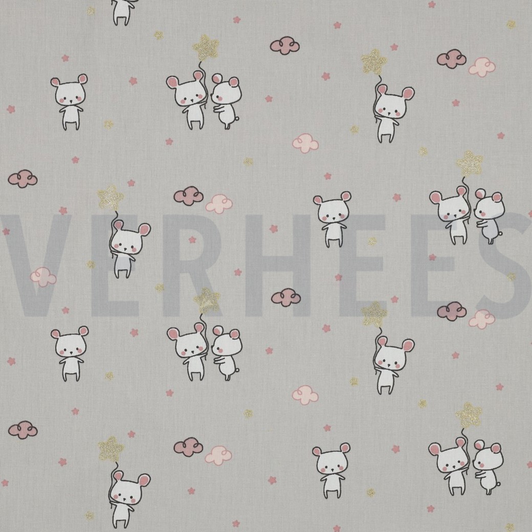POPLIN GLITTER SWEET MOUSE LIGHT GREY
