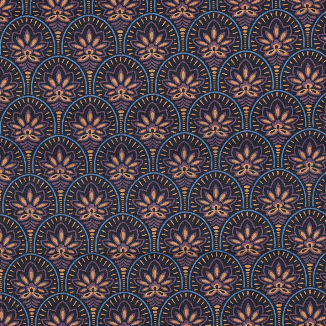 COATED COTTON ABSTRACT NAVY