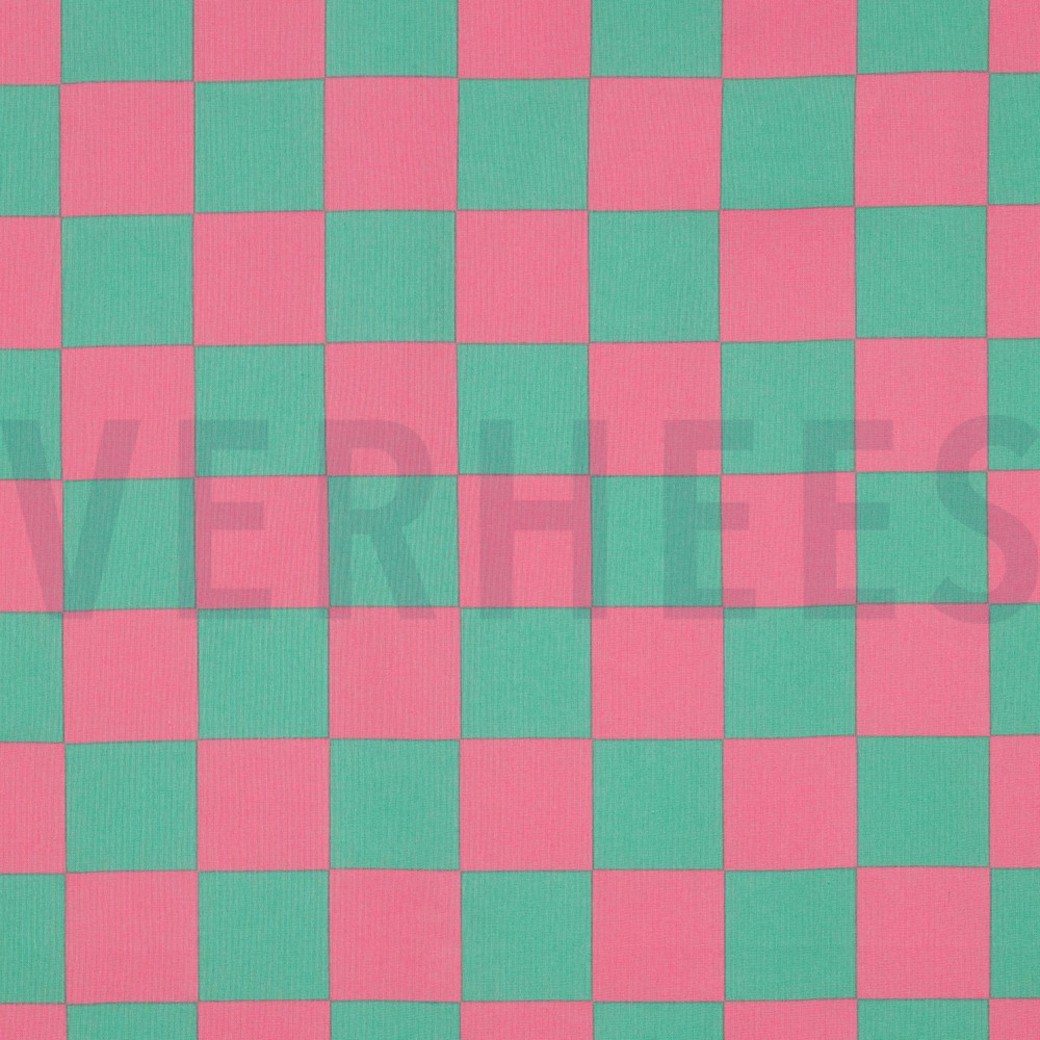 COATED COTTON CHECK GREEN / PINK