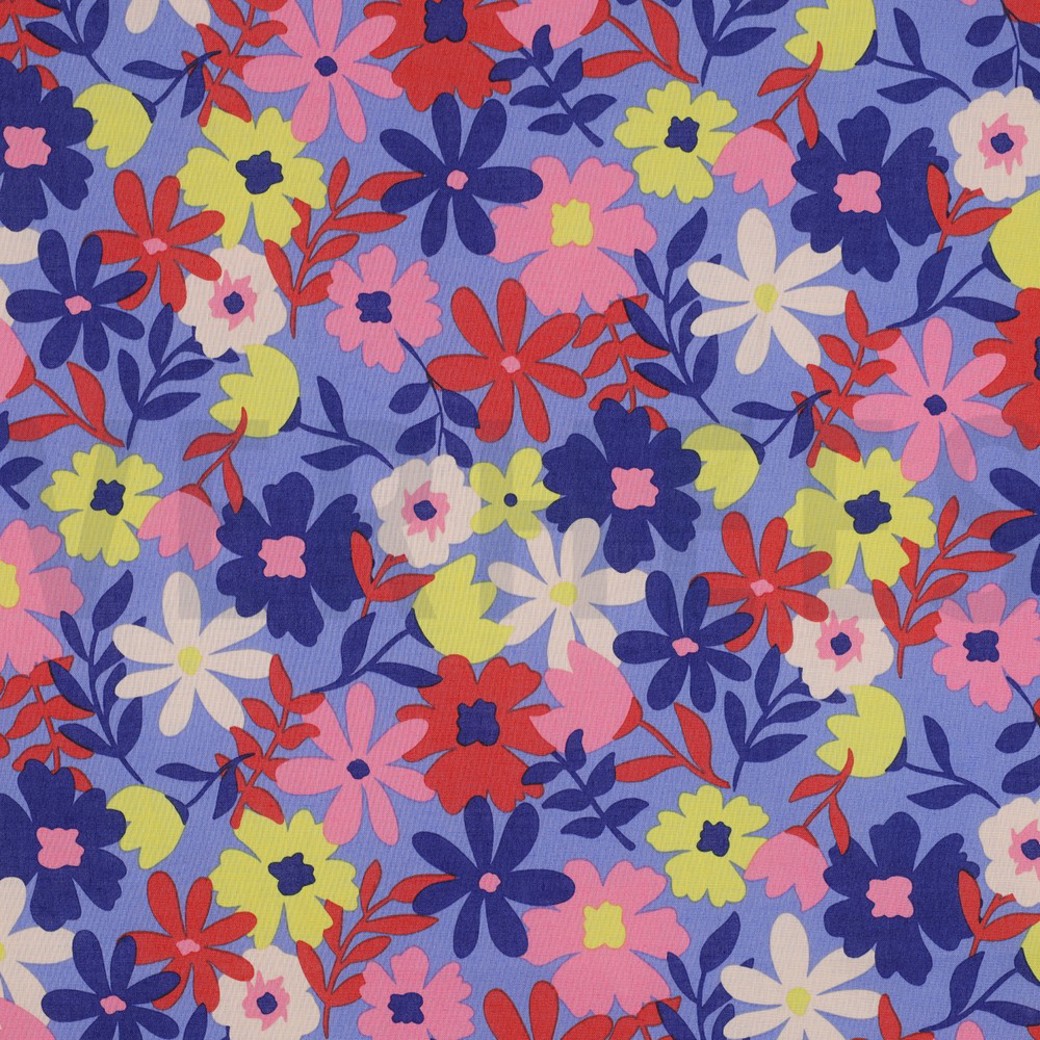 COATED COTTON FLOWERS BLUE