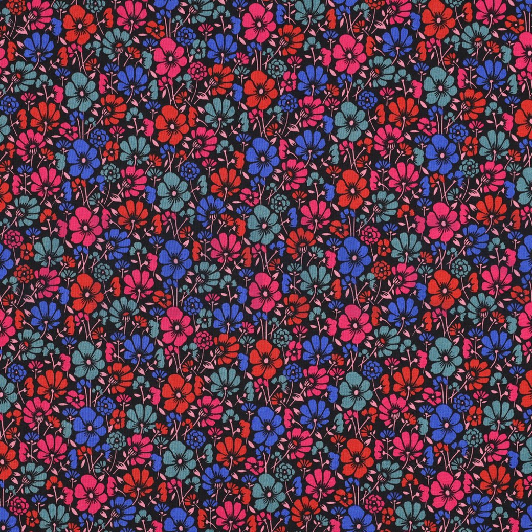 COATED COTTON FLOWERS BLACK