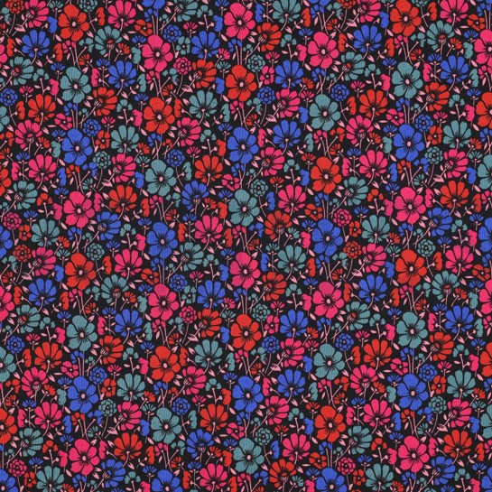 COTON ENDUIT FLEURS NOIR #7