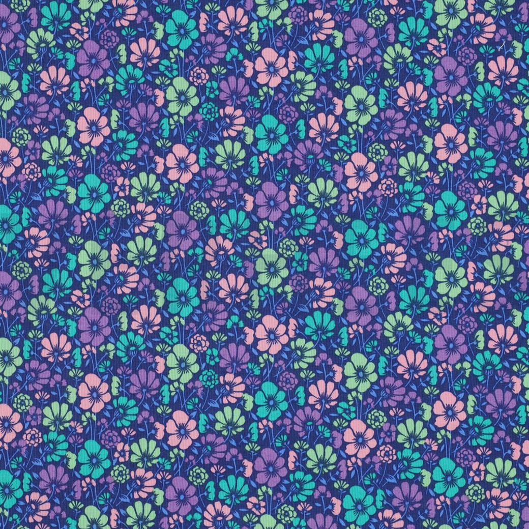 COATED COTTON FLOWERS COBALT