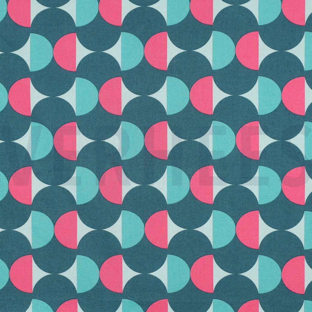 COATED COTTON GRAPHIC PETROL