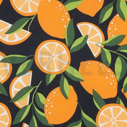 BESCHICHTETE BAUMWOLLE ZITRONEN MARINEBLAU (hover)