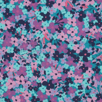 BESCHICHTETE BAUMWOLLE BLUMEN PETROL (hover)