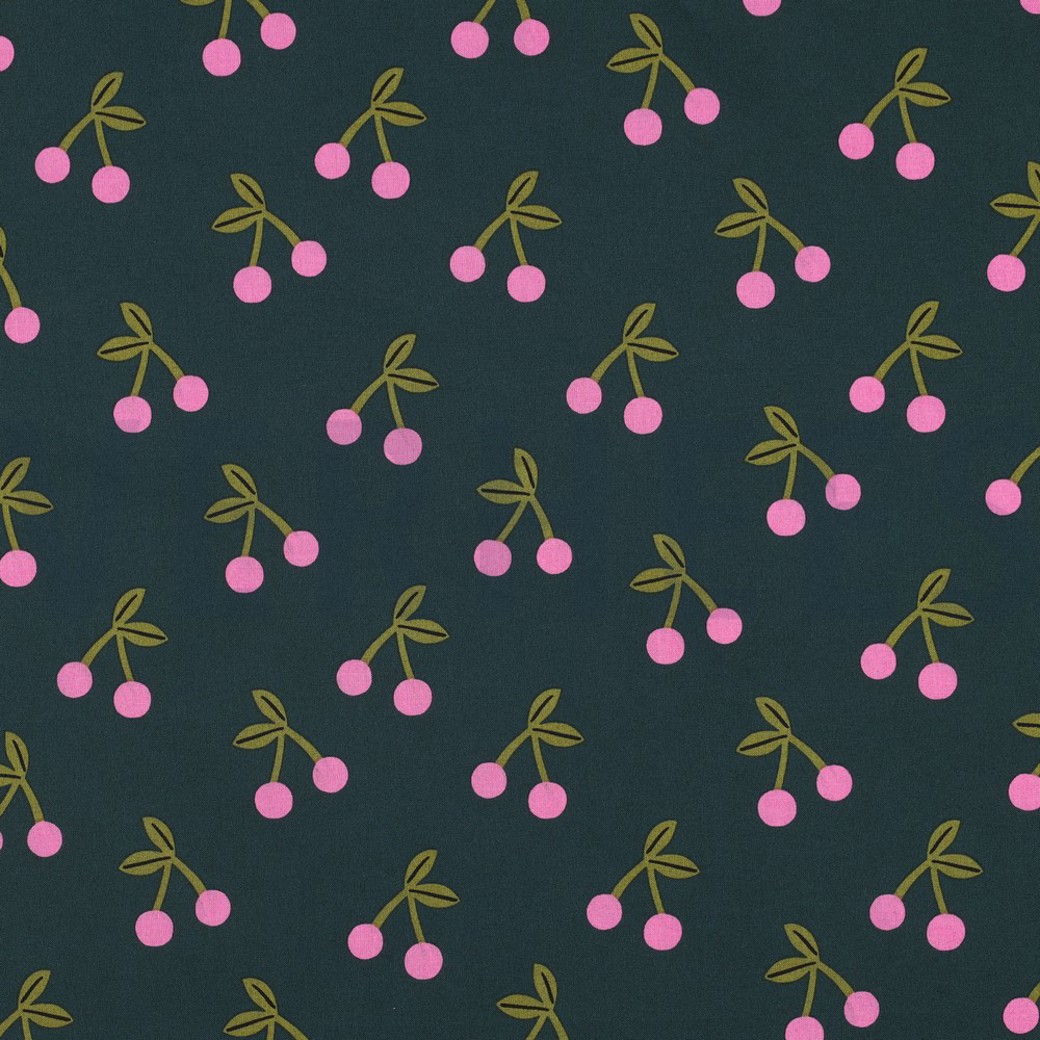 COATED COTTON CHERRIES DARK GREEN