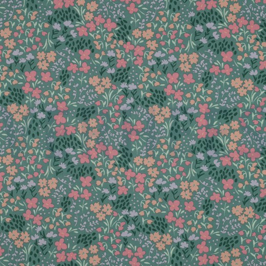 COATED COTTON FLOWERS GREEN