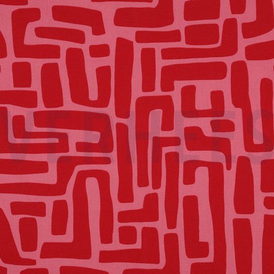 COATED COTTON ABSTRACT RED #7