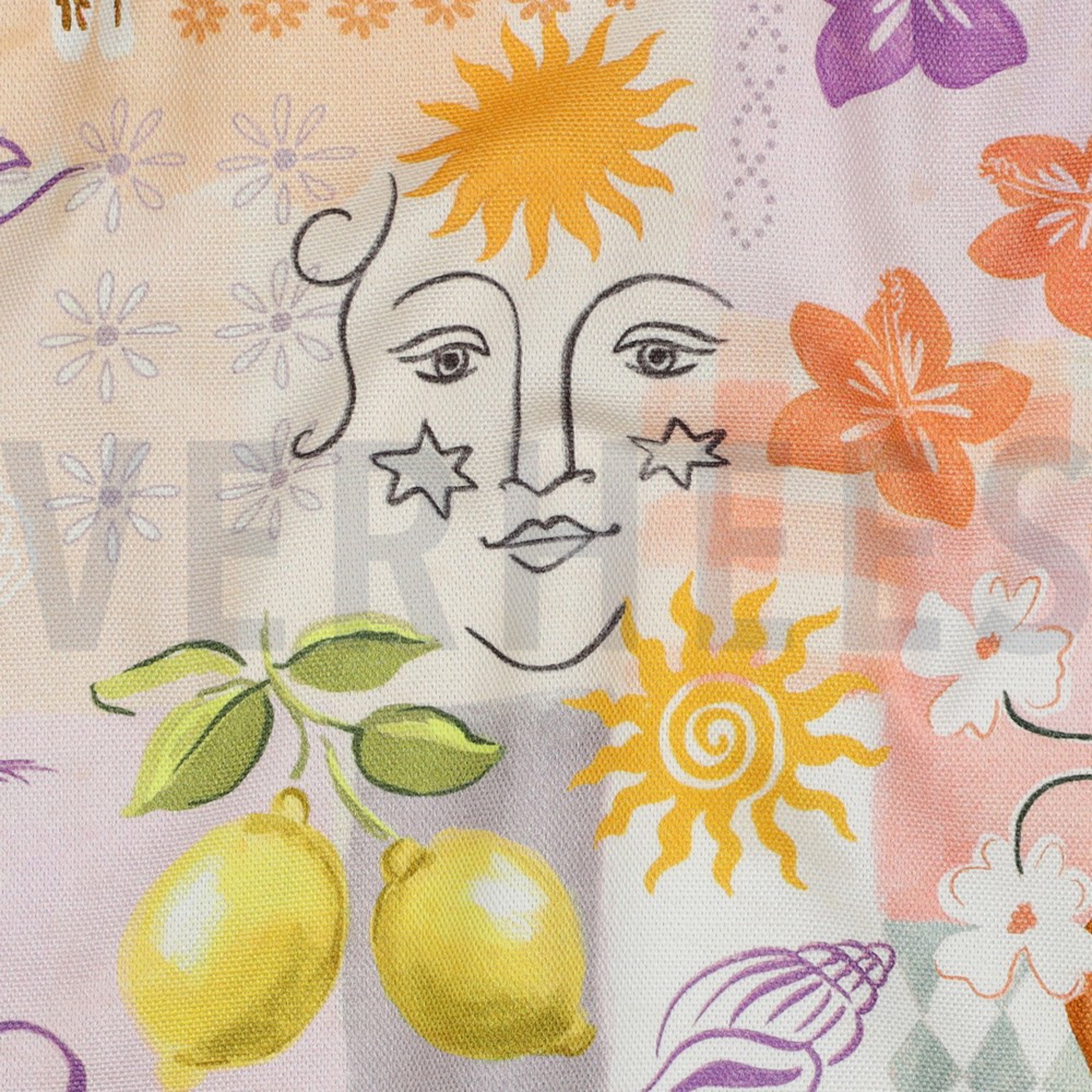 CANVAS DIGITAL TROPICAL PATCHWORK PEACH (high resolution) #2