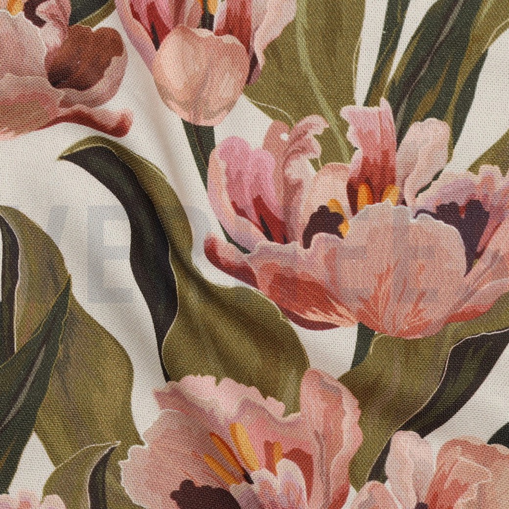 CANVAS DIGITAL FLOWERS ECRU #2