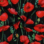 FINE POPLIN DIGITAL POPPY FLOWERS BLACK (thumbnail) #2
