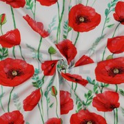 FINE POPLIN DIGITAL POPPY FLOWERS WHITE (thumbnail) #2