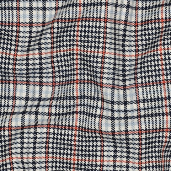 TARTAN CHECK ÉCRU / DONKERBLAUW / ORANJE #7