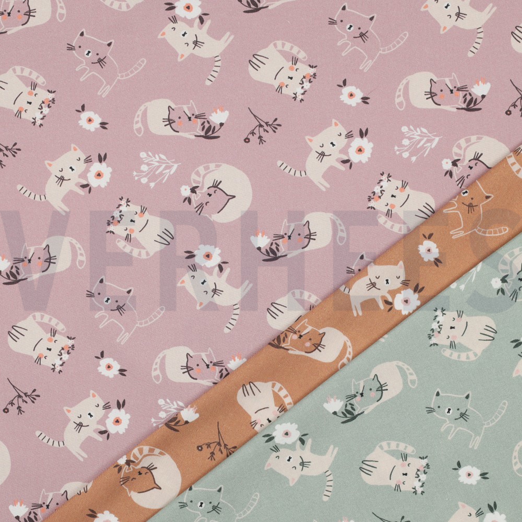 FINE POPLIN GOTS CATS MAUVE (high resolution) #2