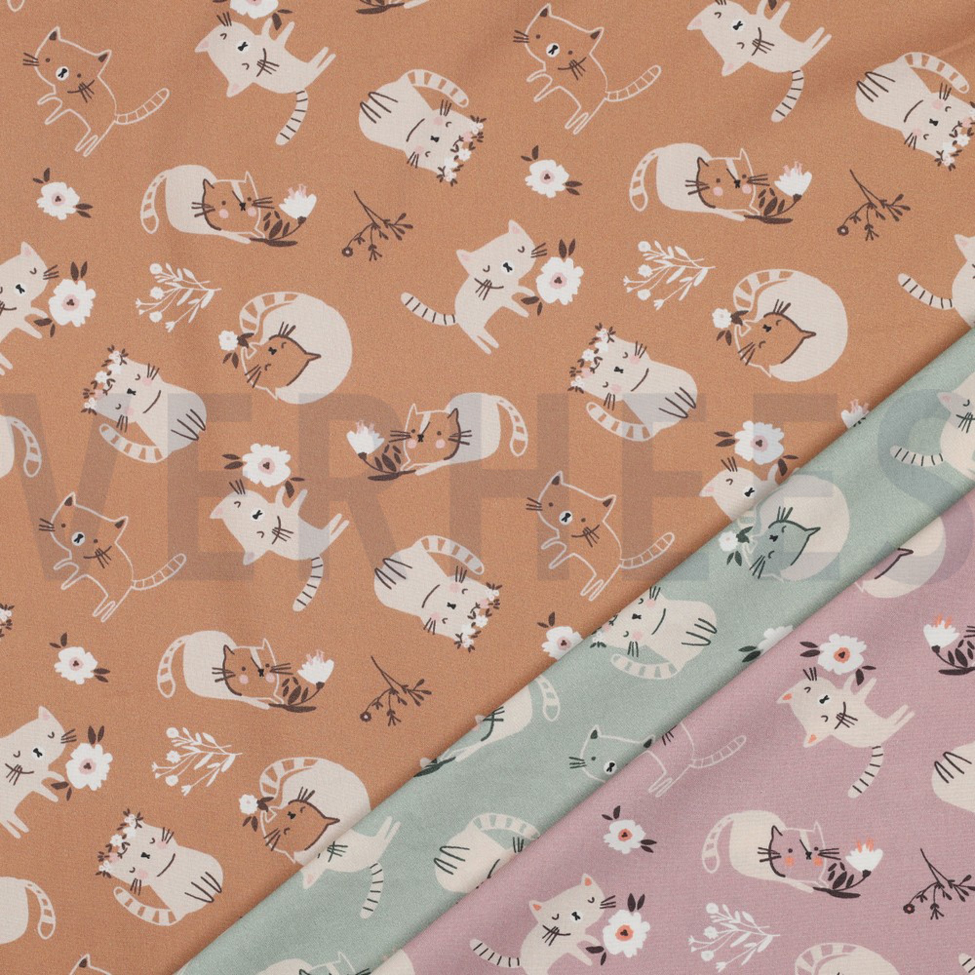 FINE POPLIN GOTS CATS PEACH (high resolution) #2