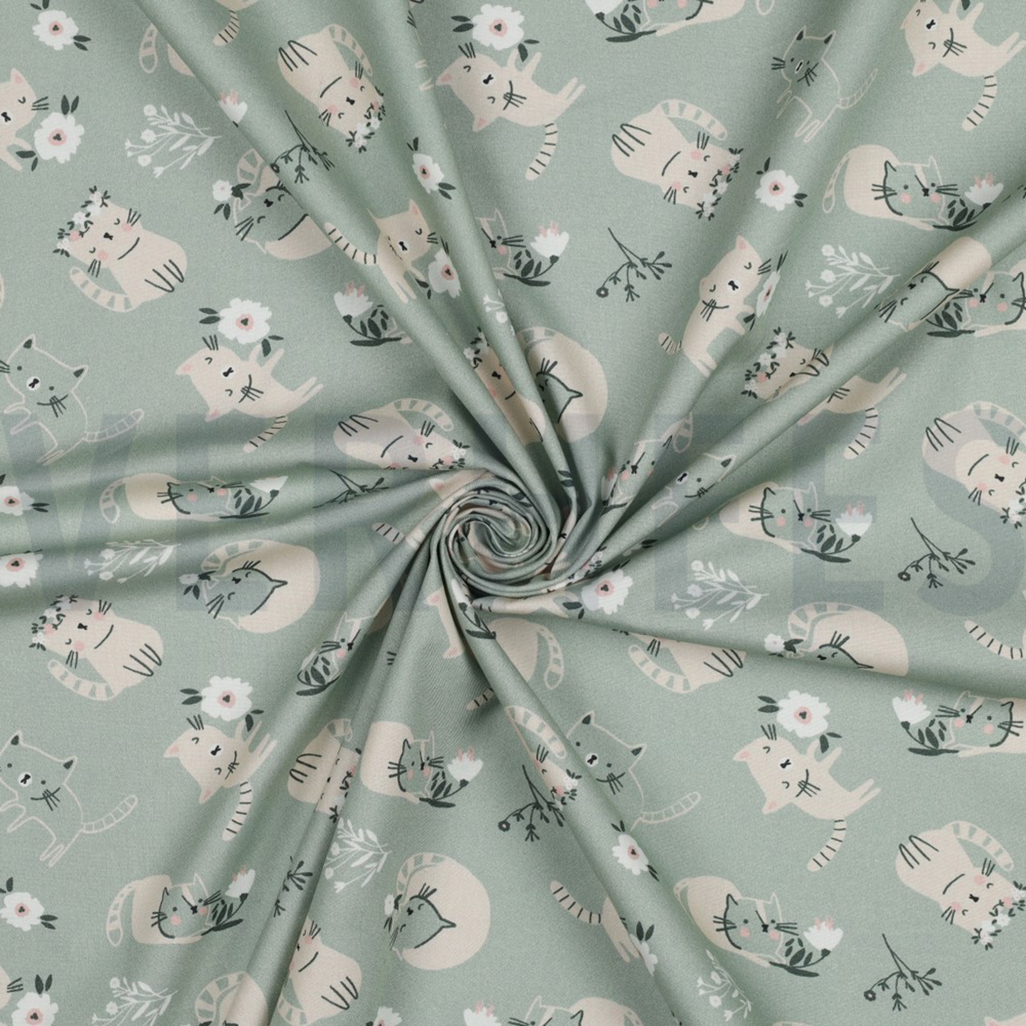FINE POPLIN GOTS CATS MINT (high resolution) #2