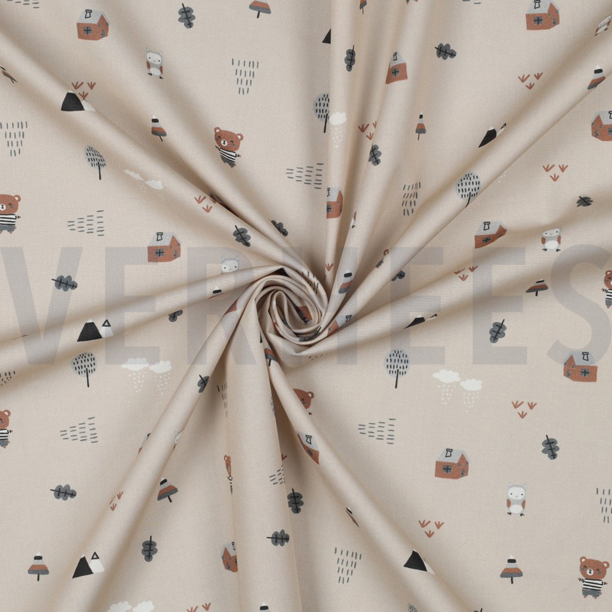 FINE POPLIN GOTS SWEET BEARS TAUPE (high resolution) #2