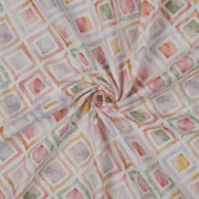 DOUBLE GAUZE DIGITAL GEO WATERCOLOUR WHITE/MAUVE (thumbnail) #2
