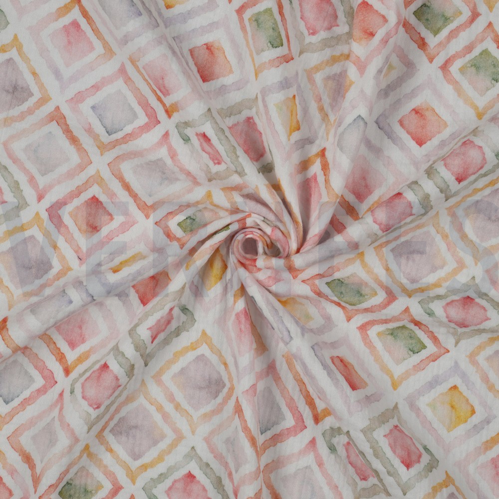 DOUBLE GAUZE DIGITAL GEO WATERCOLOUR WHITE/MAUVE (high resolution) #2