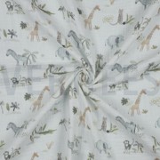 DOUBLE GAUZE DIGITAL SAFARI ANIMALS WHITE (thumbnail) #2