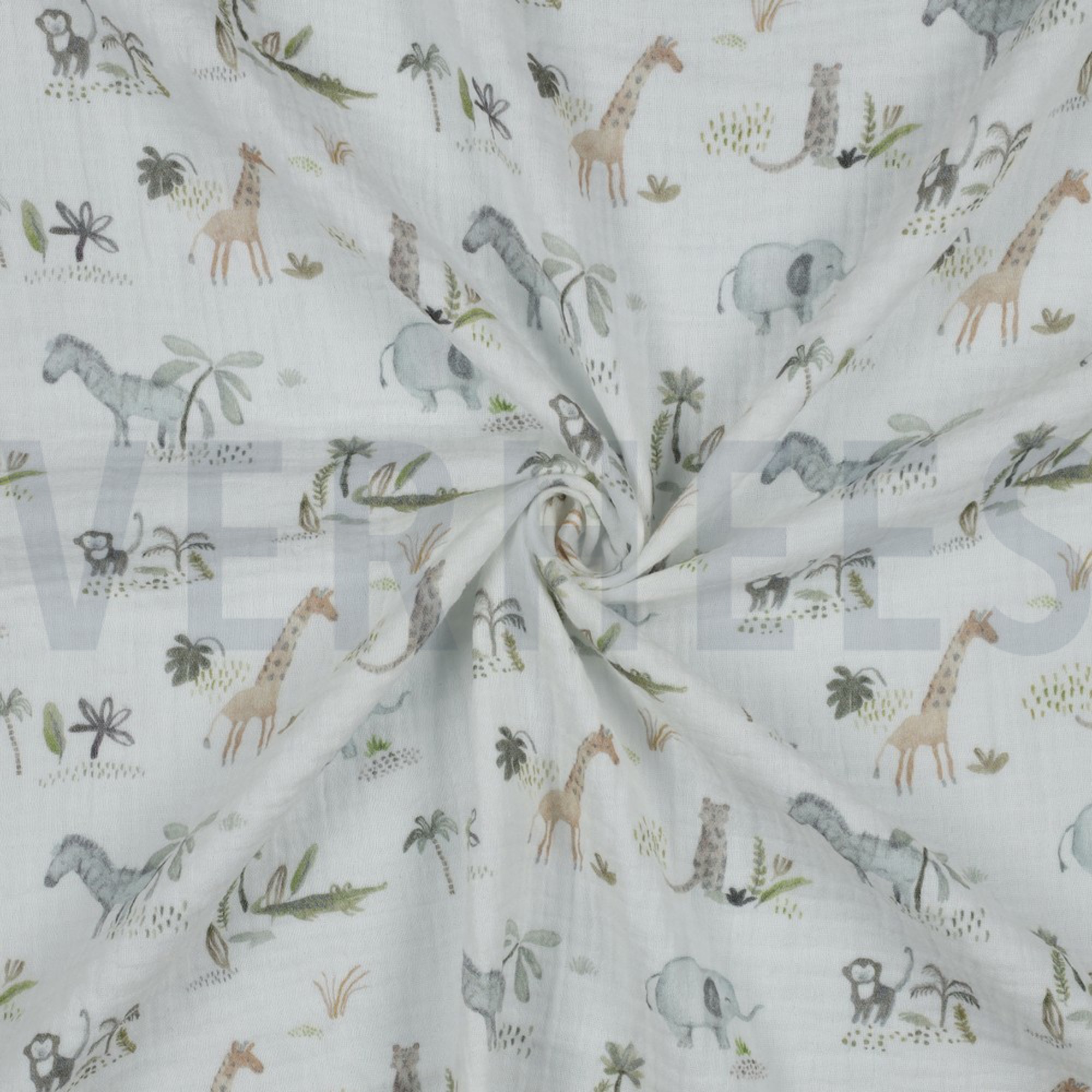 DOUBLE GAUZE DIGITAL SAFARI ANIMALS WHITE (high resolution) #2