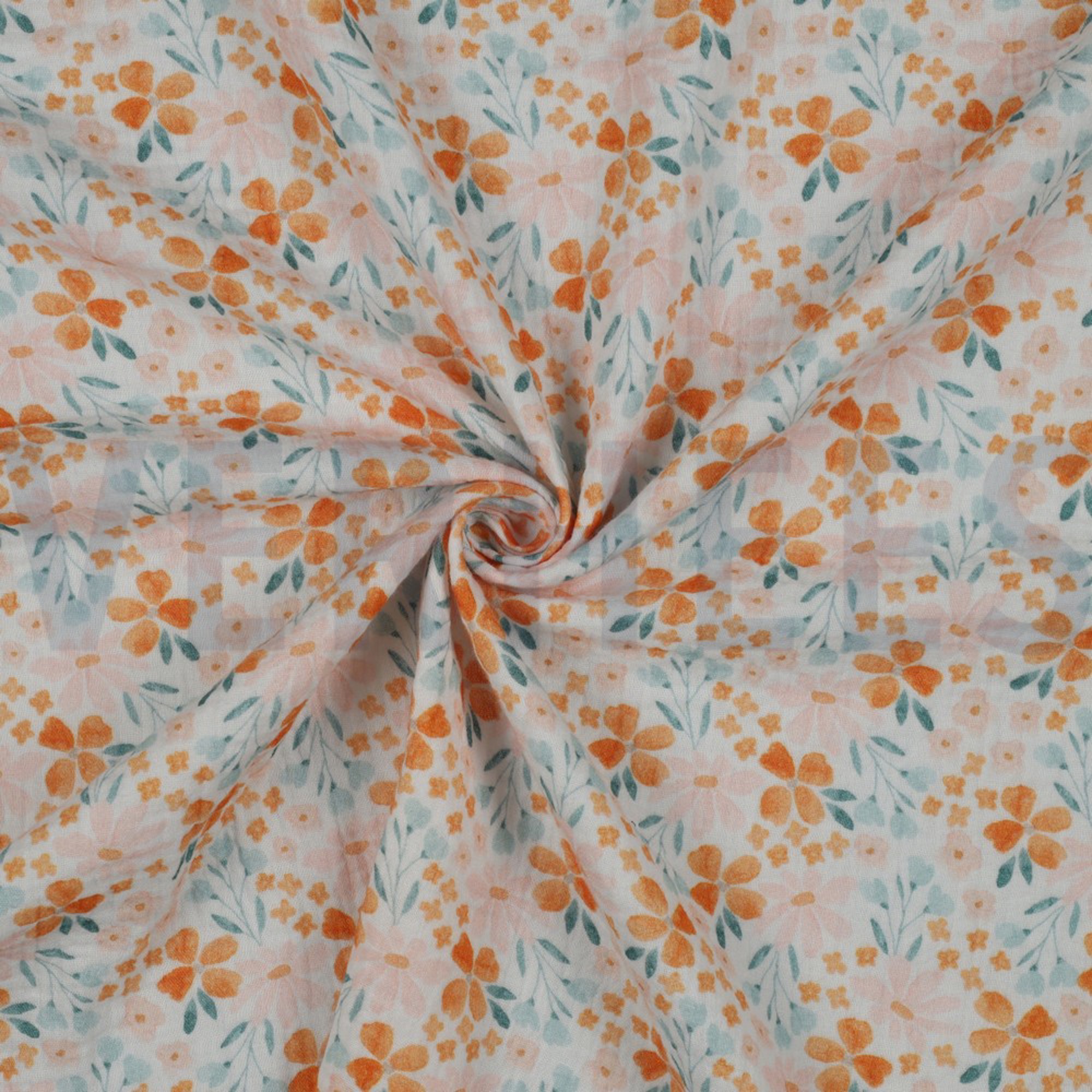 DOUBLE GAUZE DIGITAL FLOWERS WHITE (high resolution) #2