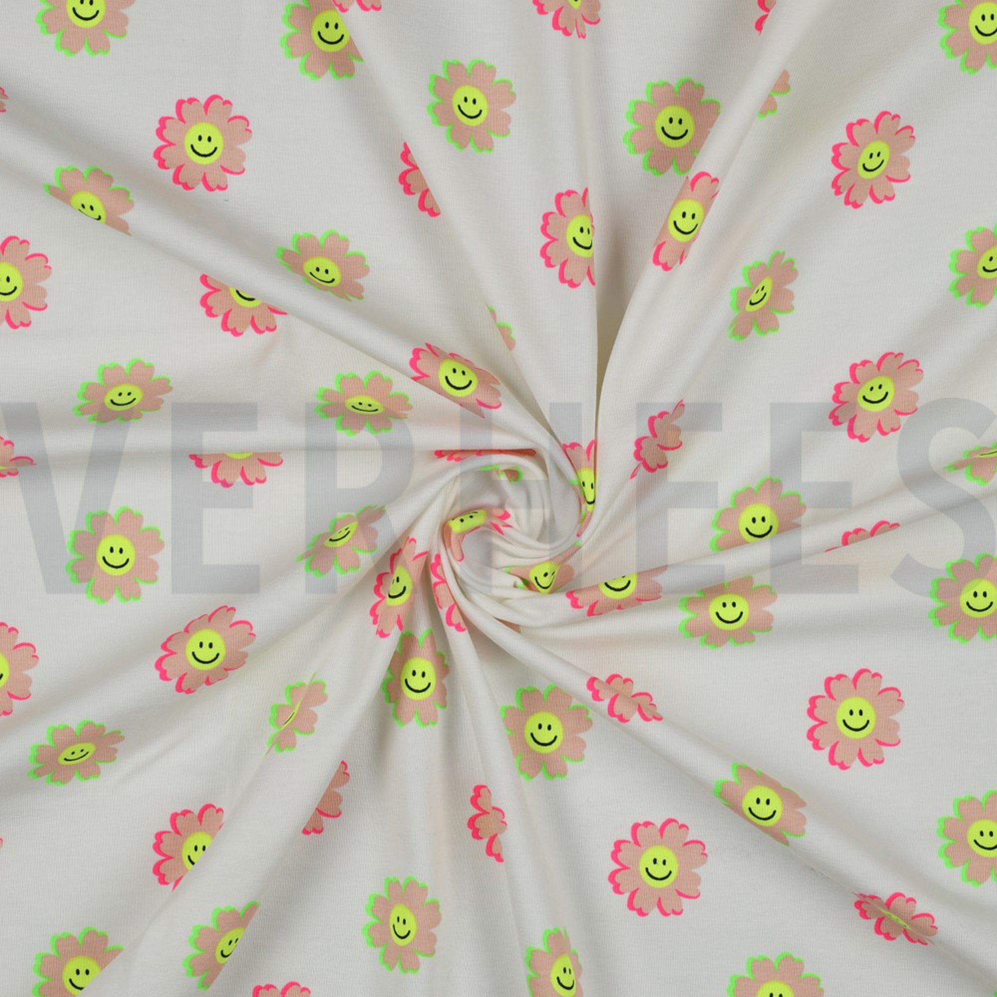 JERSEY NEON HAPPY FLOWERS WHITE (high resolution) #2