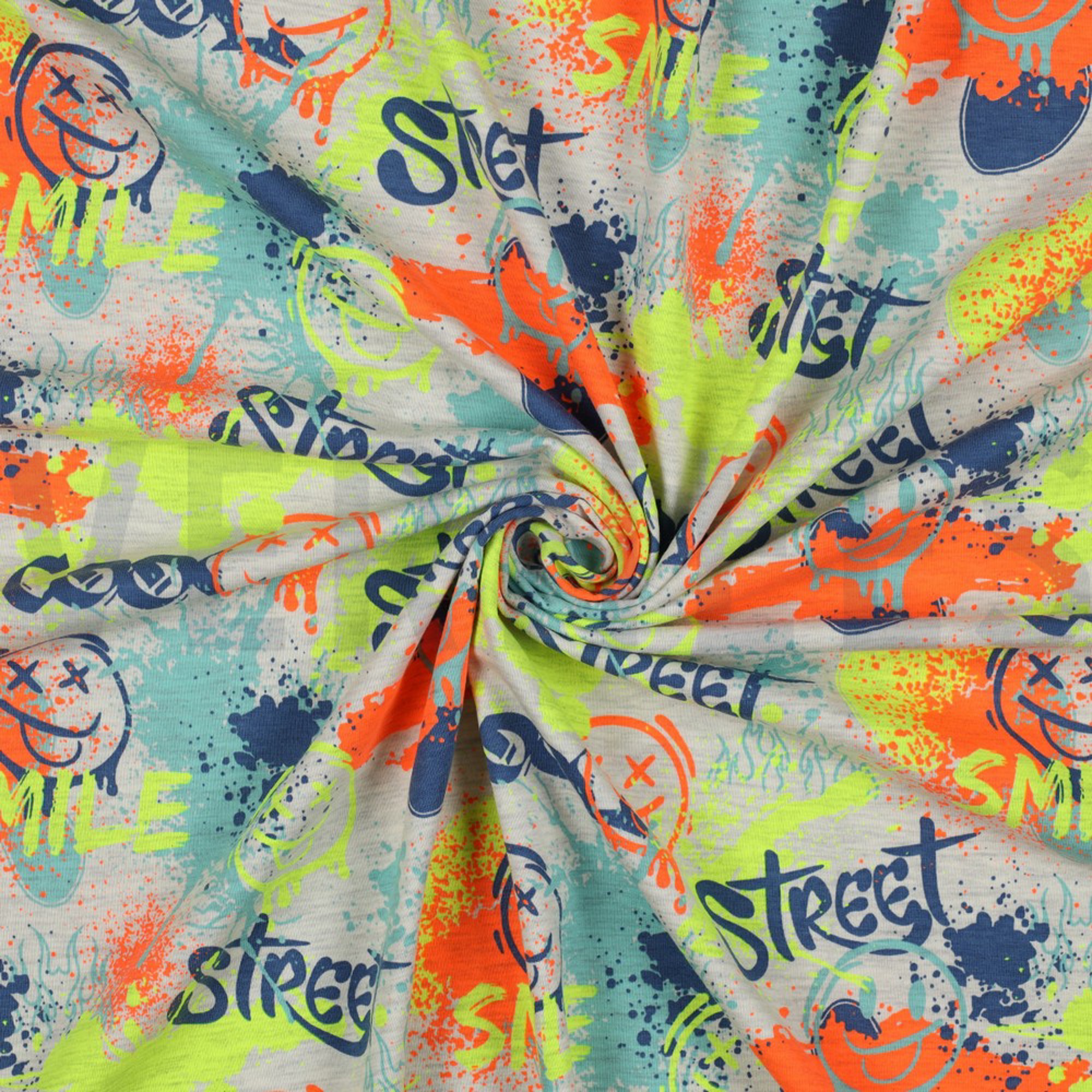 JERSEY MELANGE NEON GRAFFITI ECRU MELANGE (high resolution) #2