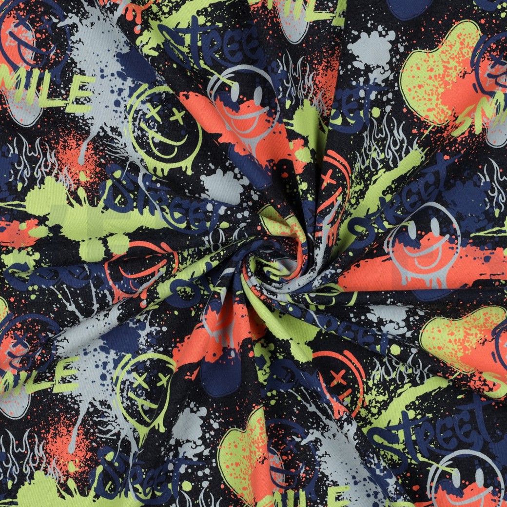 JERSEY MELANGE NEON GRAFFITI INDIGO MELANGE #2