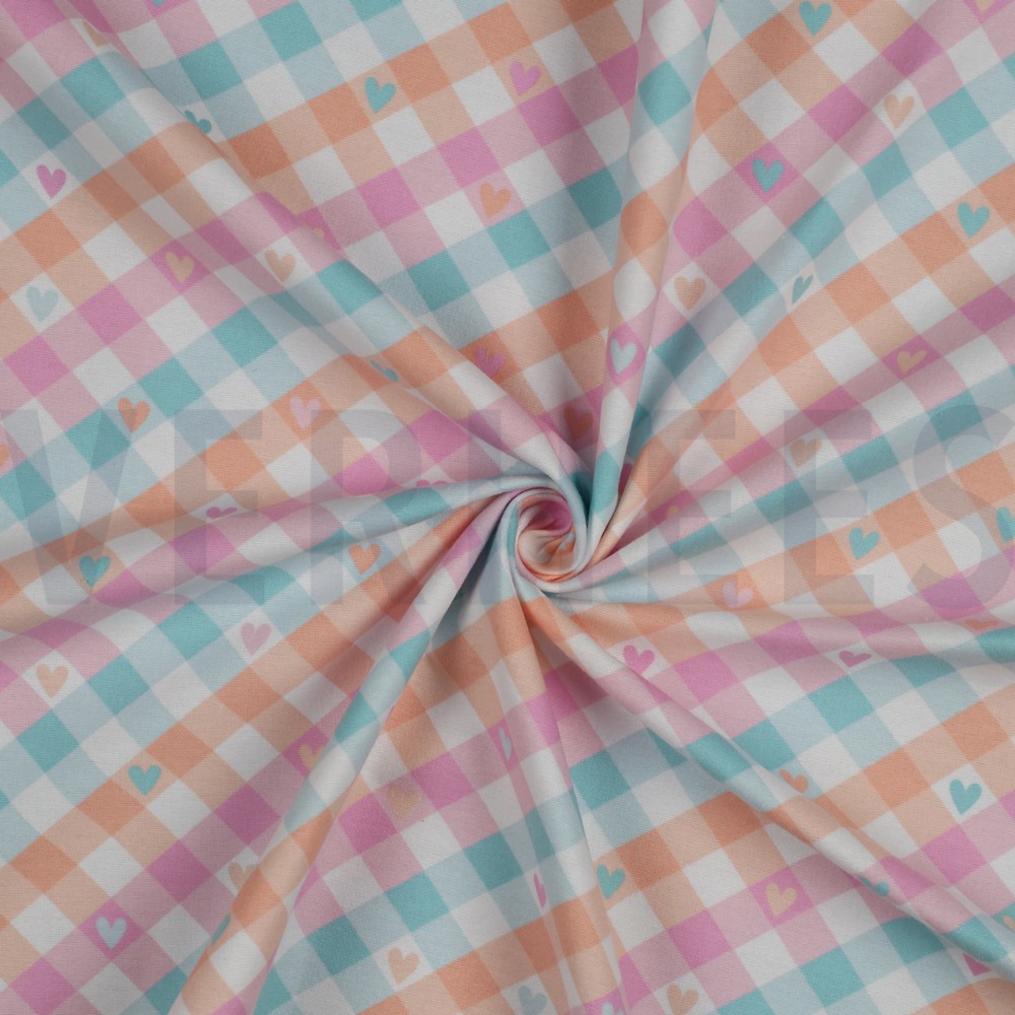 FLANNEL CHECK WITH HEARTS MINT / PEACH (high resolution) #2