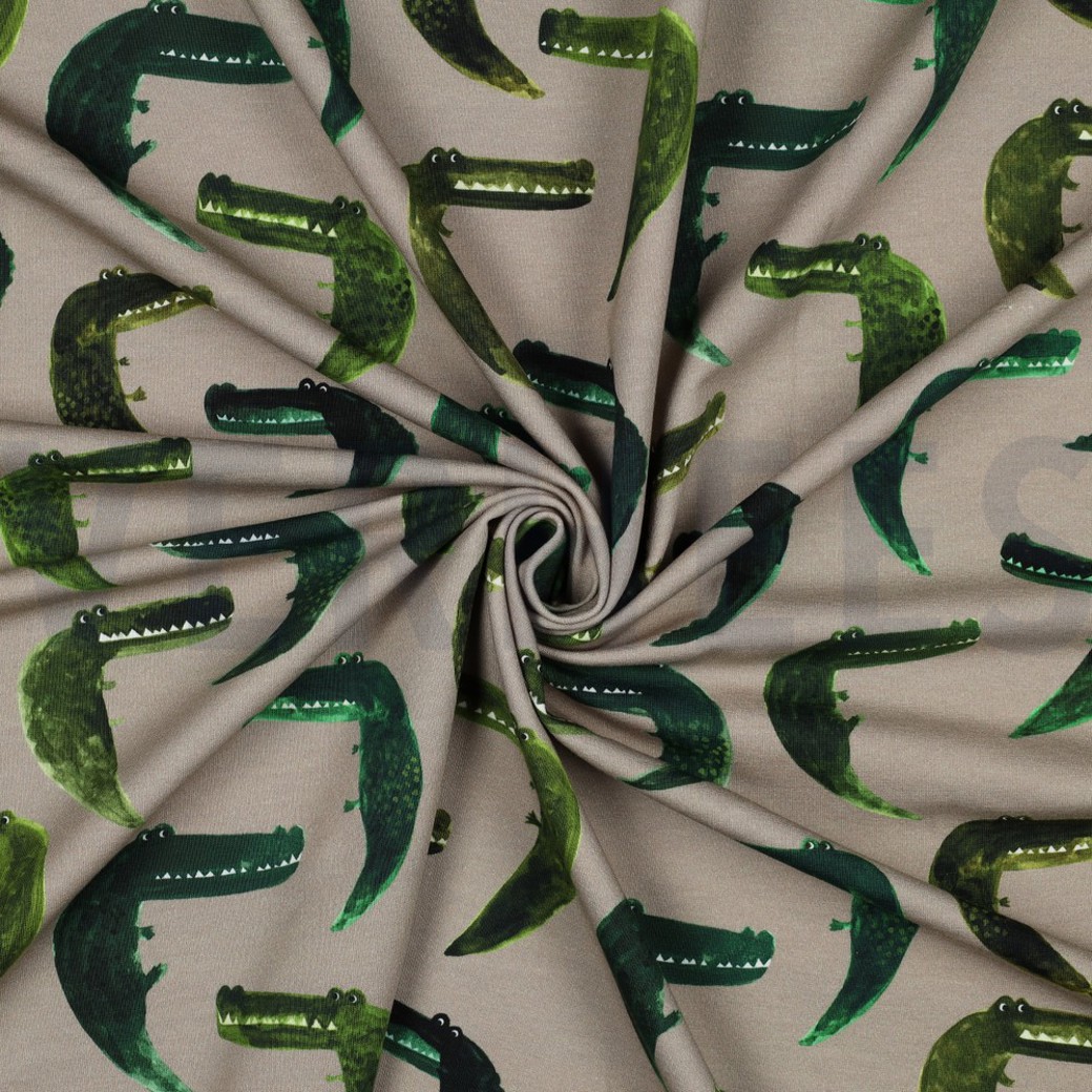 FRENCH TERRY DIGITAL CROCODILE TAUPE #2