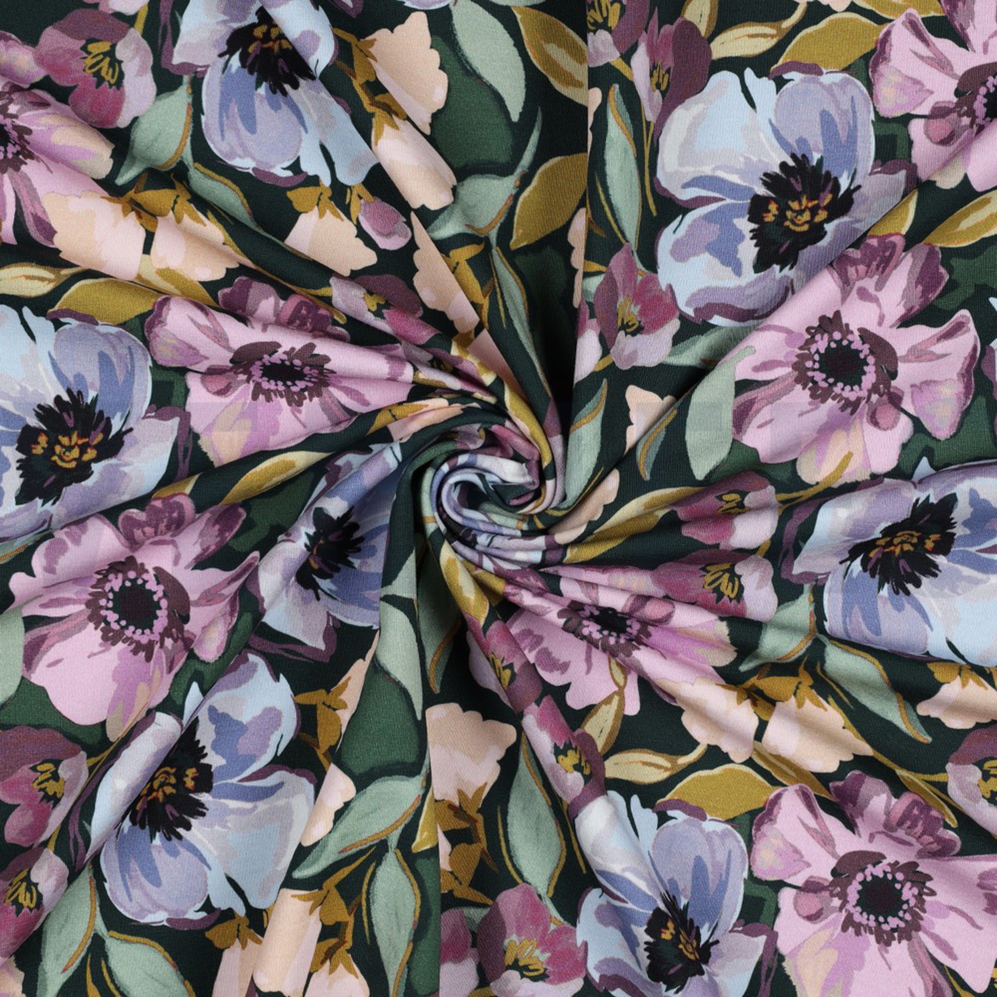 FRENCH TERRY DIGITAL FLOWERS DARK GREEN (high resolution) #2