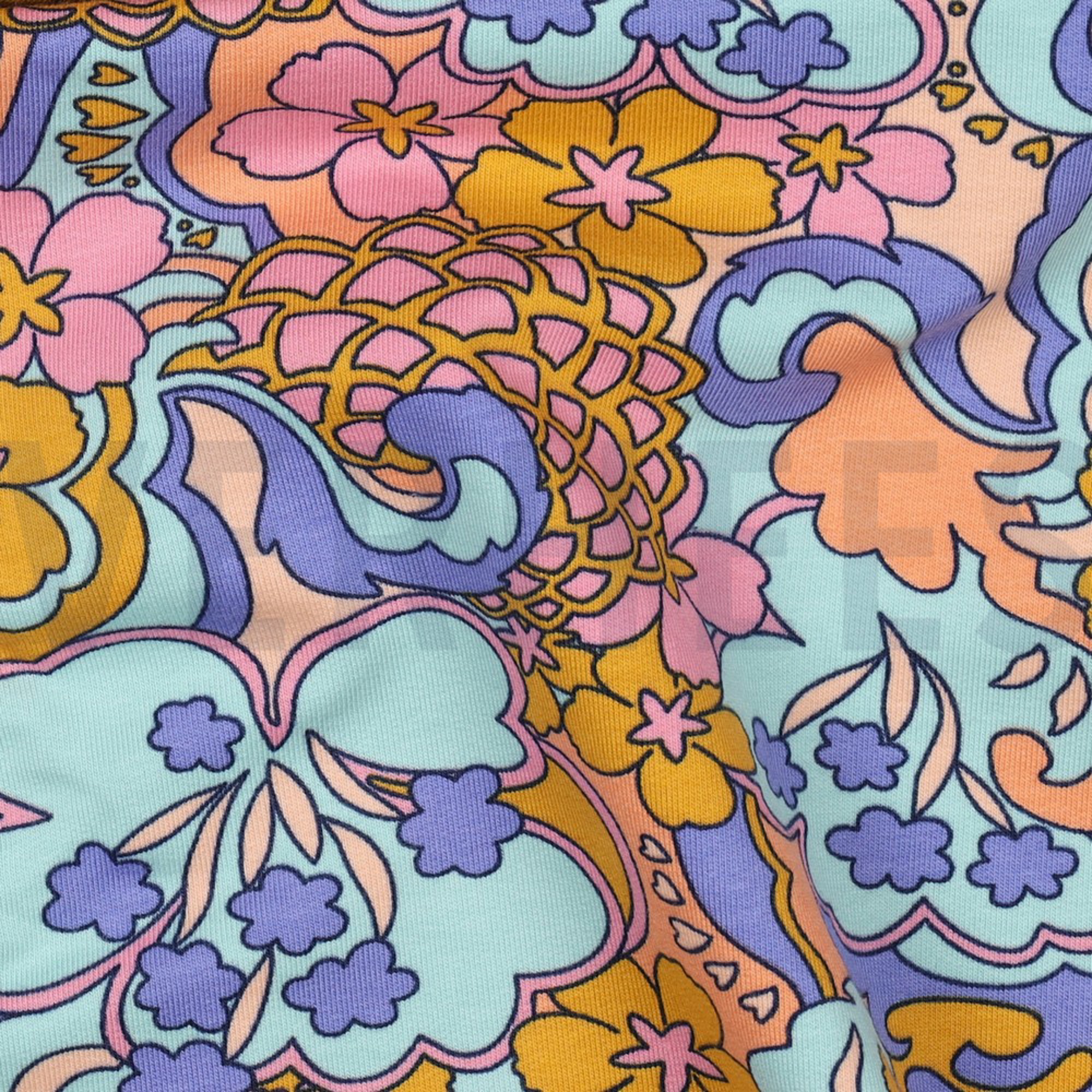FRENCH TERRY ABSTRACT FLOWERS BLUE (high resolution) #2
