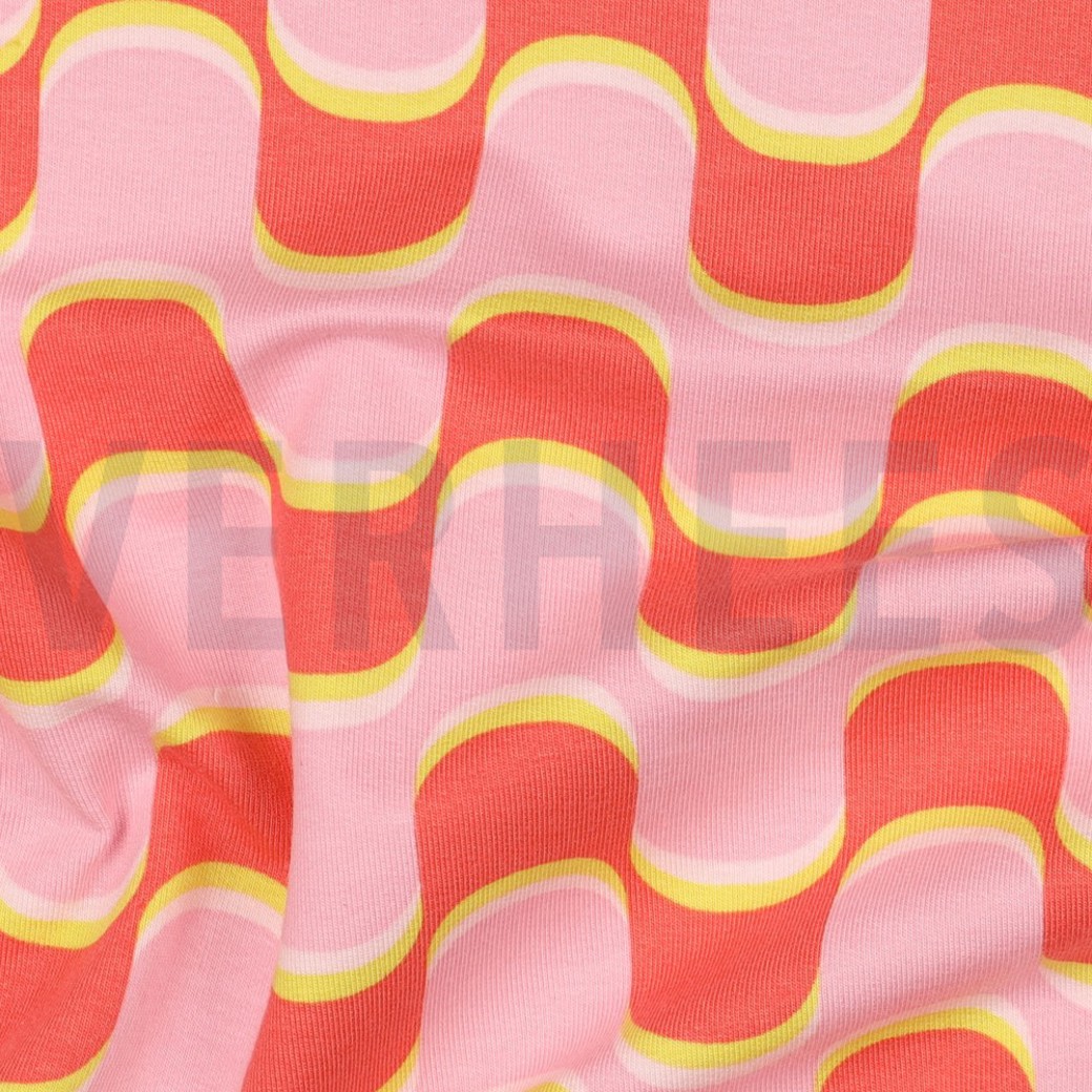 FRENCH TERRY ABSTRACT FLOWERS PINK #2