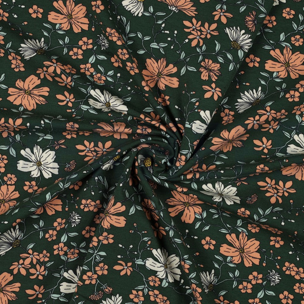 JERSEY FLOWERS DARK GREEN #2