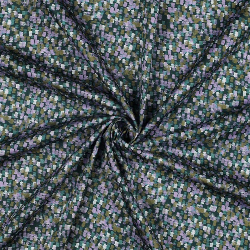 COTTON SATIN DIGITAL PAINTED STRIPES PETROL #2