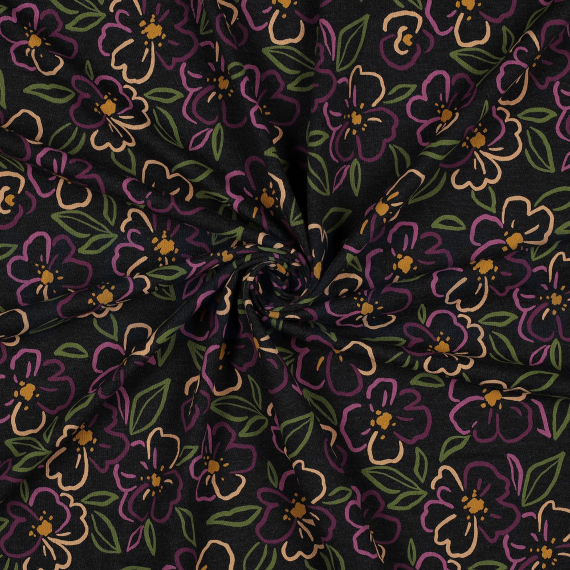 JERSEY MELANGE FLOWERS ANTHRACITE MELANGE (high resolution) #2