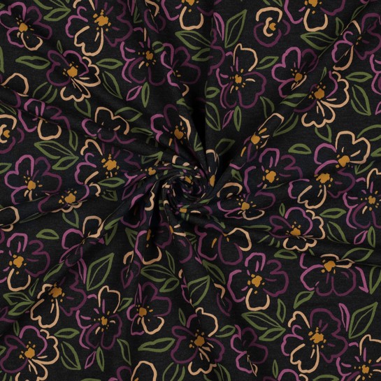 JERSEY MELANGE FLOWERS ANTHRACITE MELANGE #7