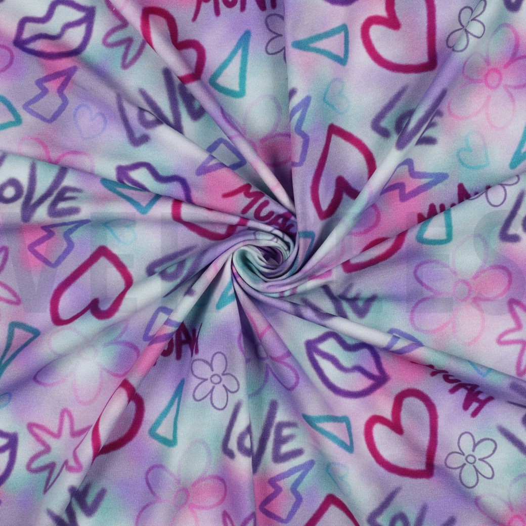 JERSEY DIGITAL GIRLY GRAFFITI LIGHT LAVENDER #2
