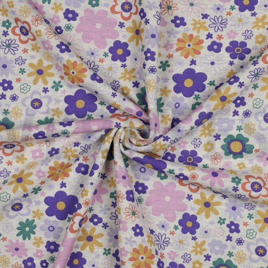 SWEAT MELANGE GLITZER BLUMEN ECRU MELIERT #7