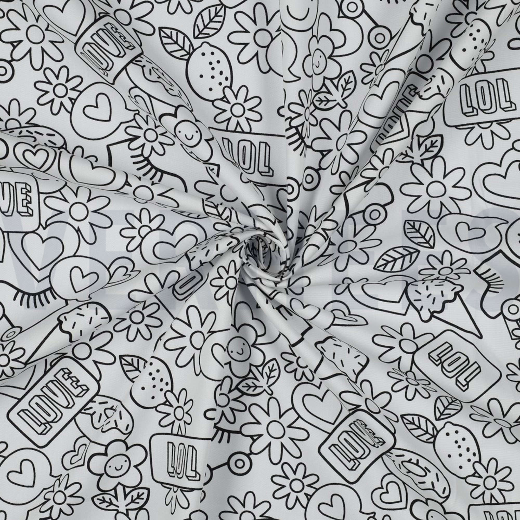 FINE POPLIN RETRO COLOURABLE BLACK/WHITE (high resolution) #2