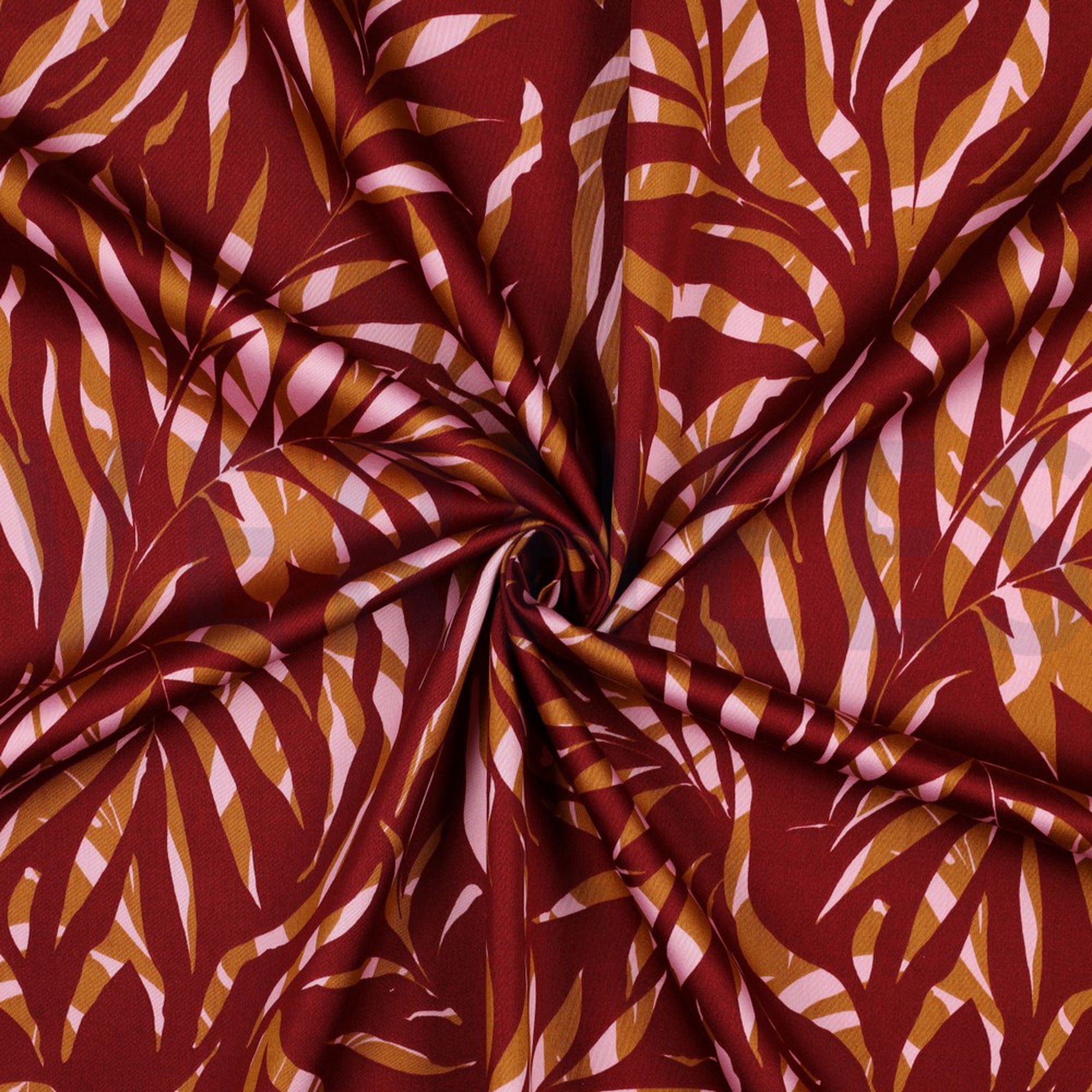 COTTON SATIN LEAVES BORDEAUX (high resolution) #2