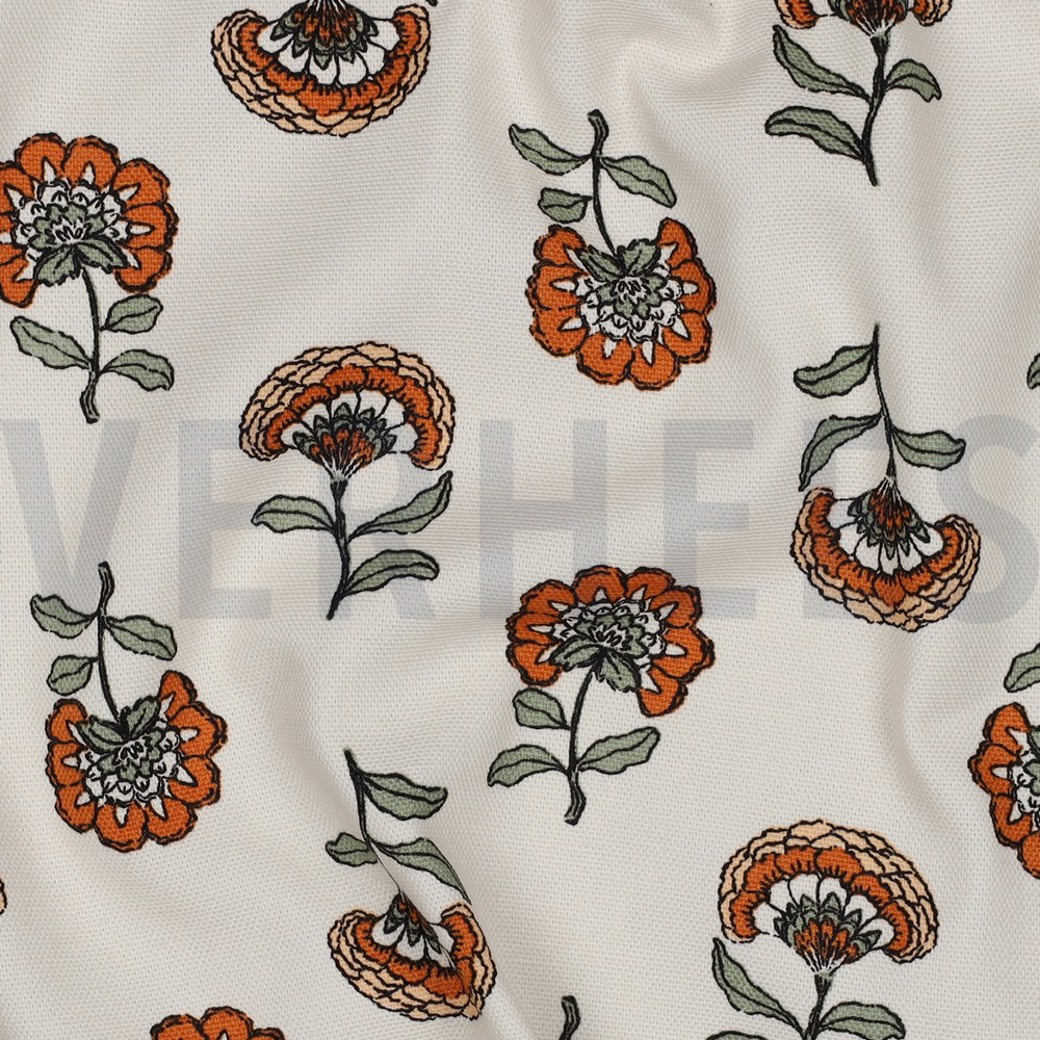 CANVAS FLOWERS SAGE/ORANGE #2