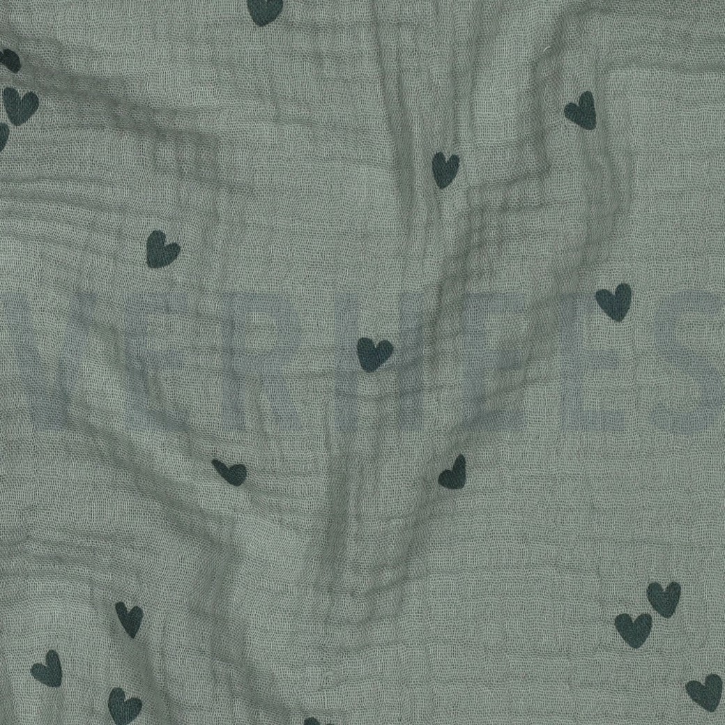 DOUBLE GAUZE SMALL HEARTS NILE #2