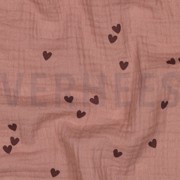 DOUBLE GAUZE SMALL HEARTS MOCHA (thumbnail) #2