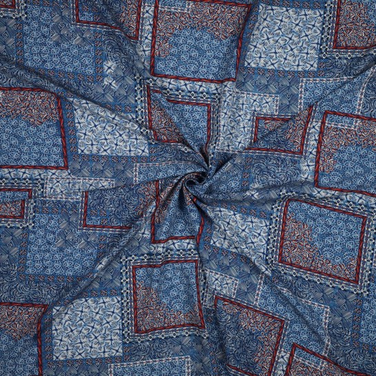 VISCOSE RADIANCE DIGITAL PATCHWORK BLEU #7