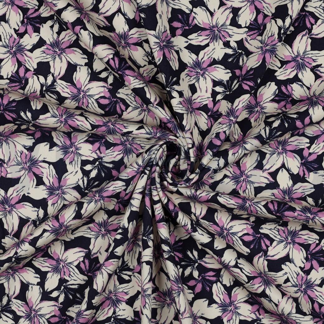 ROSELLA STRETCH FLOWERS NAVY #2