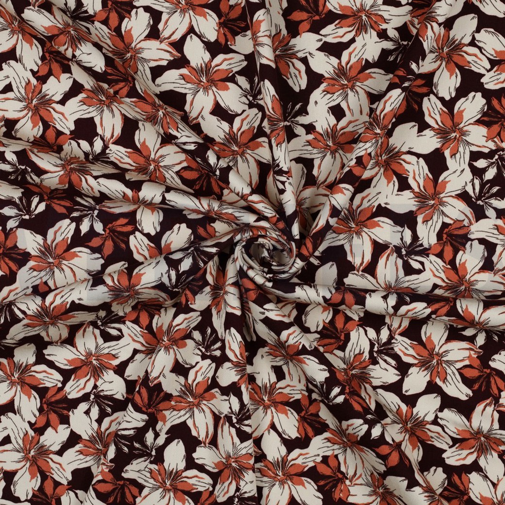 ROSELLA STRETCH FLOWERS BORDEAUX #2