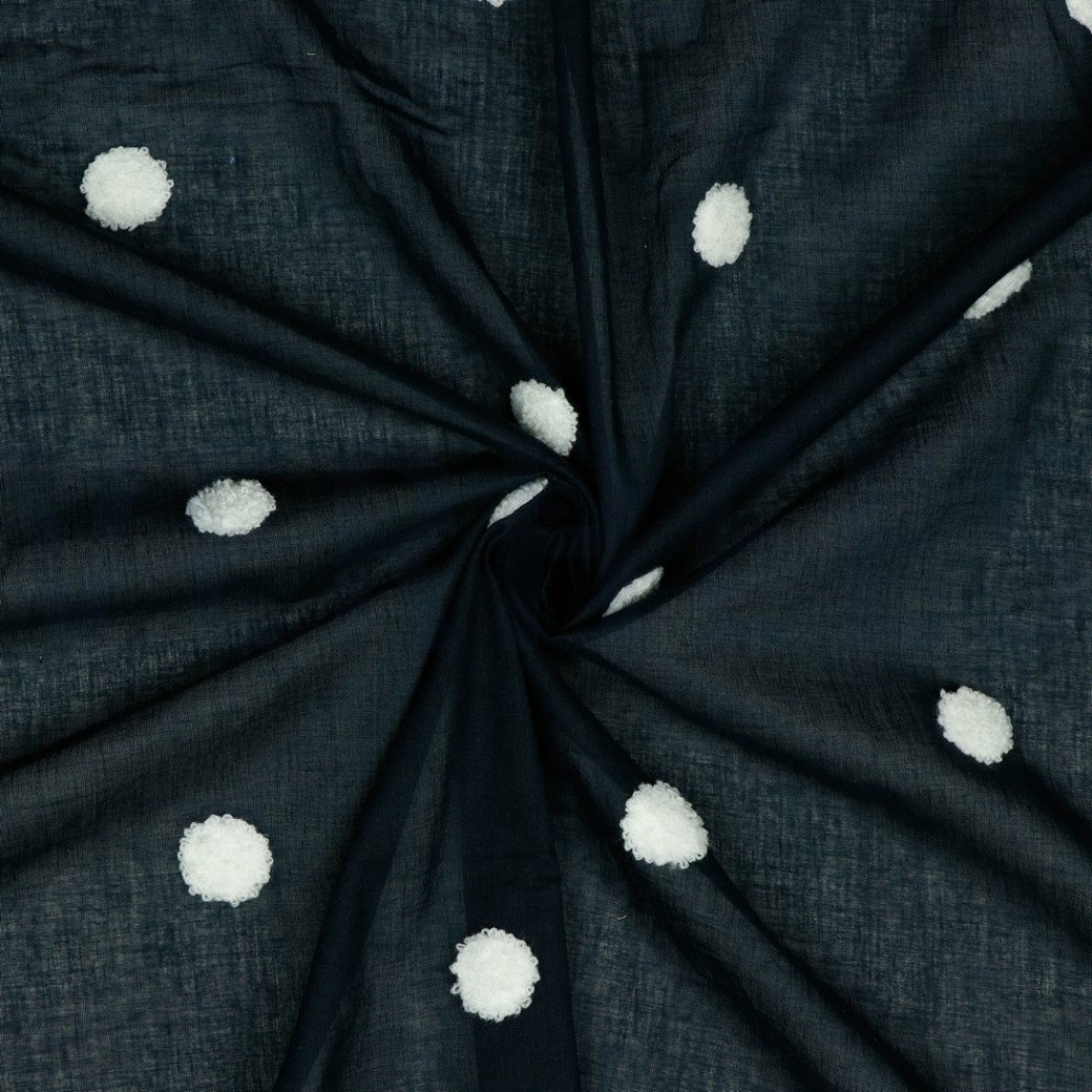 COTTON VOILE DOTS NAVY / WHITE #2